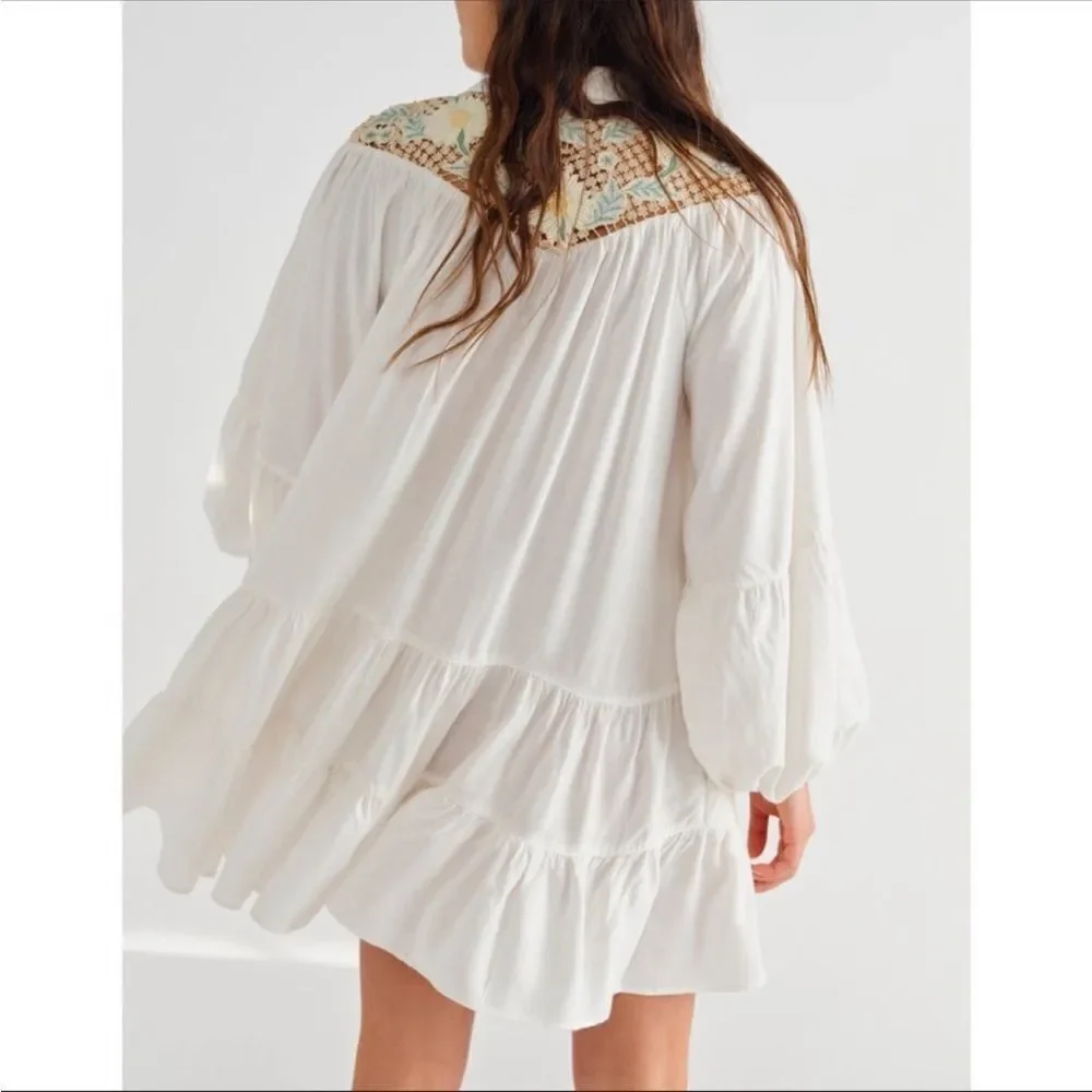 Free People Chain of Daisies Tunic Dress Ivory/Cream